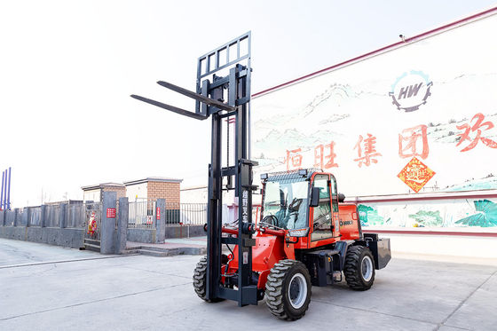 Highly Maneuverable 5000 Lb All Terrain Forklift With Turning Radius Up To 8 Feet